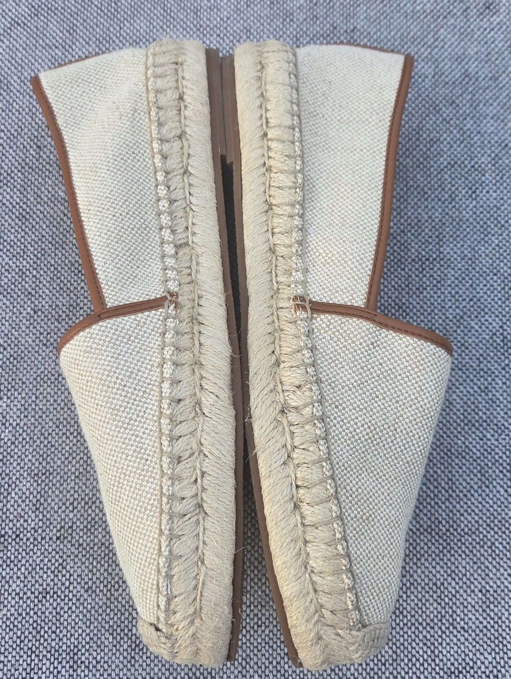 J.Crew Canvas Espadrille Flats Cream Tan Slip On Loafers Size 9.5 - Picture 5 of 8
